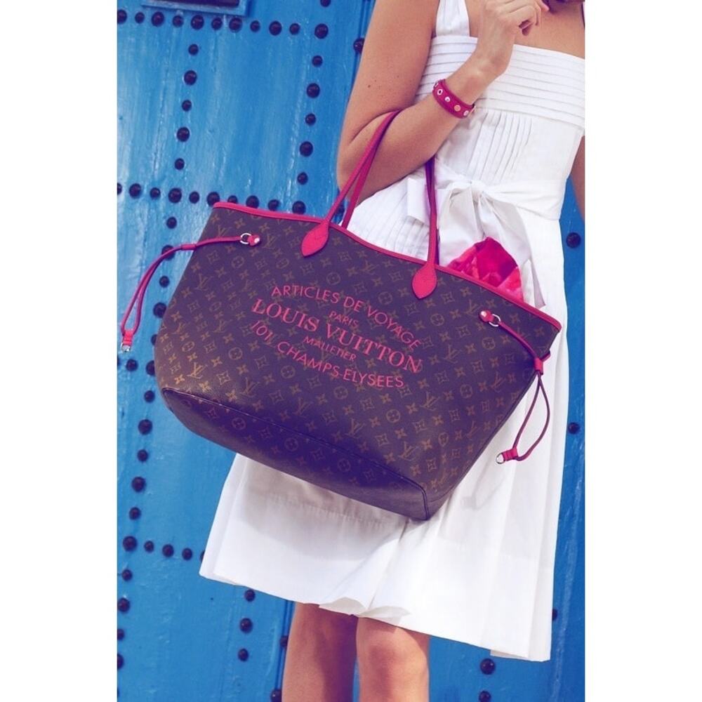 Louis Vuitton Ikat Neverfull GM Fuchsia Pink Monogram Shoulder Bag Tote RARE LTD